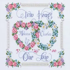 Janlynn Counted Cross Stitch Kit 14"X12"-Two Hearts, One Love