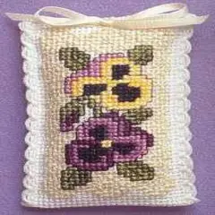 Textile Heritage Lavender Sachet Counted Cross Stitch Kit - Victorian Pansies Multicolor