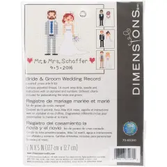 Dimensions Mini Counted Cross Stitch Kit 7"X5"-Bride & Groom Record