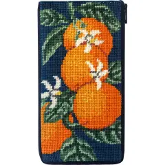 Stitch & Zip Eyeglass Case Needlepoint Kit- Oranges Multicolor