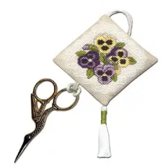 Textile Heritage Scissor Keep Cross Stitch Kit - Victorian Pansies Multicolor