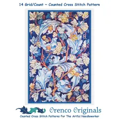 Acanthus Leaves and Grapes by William Morris Counted Cross Stitch Pattern