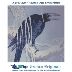 Japanese Artist Ohara (Koson) Shoson's Crow-Square Counted Cross Stitch Pattern