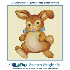 Contemporary Easter Bunny with Blue Bow Counted Cross Stitch Pattern