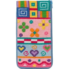 Stitch & Zip Eyeglass Case Needlepoint Kit- Patchwork Multicolor
