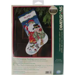 Dimensions Counted Cross Stitch Kit 16" Long-Santa & Snowman Stocking