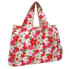 Wrapables Large Foldable Tote Nylon Reusable Grocery Bags, Sakura