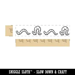 Cute Inchworm Caterpillar Scooting Along Rectangle Rubber Stamp for Stamping Crafting