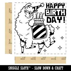 Happy Birthday Alpaca Square Rubber Stamp for Stamping Crafting