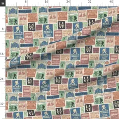 Various Fabrics by the Yard or Fat Quarter Bigfoot Vintage Sign Folklore Sasquatch Cryptozoology Custom Printed Fabric by Spoonflower