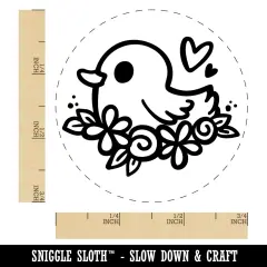 Adorably Kawaii Duck in Flower Nest Chicken Egg Rubber Stamp