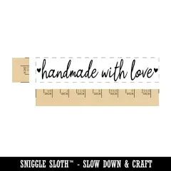 Handmade with Love Script and Hearts Rectangle Rubber Stamp for Stamping Crafting