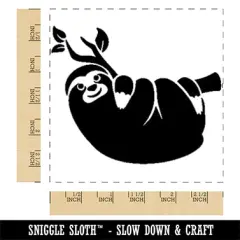 Sloth Hanging on Tree Branch Square Rubber Stamp for Stamping Crafting