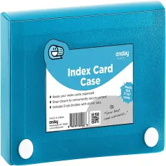 Enday 3" X 5" Index Card Case Holds 5 Tab Dividers Blue