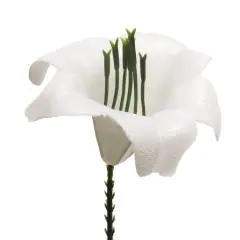 Box of 20: White Easter Lily Picks - Festive Spring Accents for Seasonal Arrangements, Special Occasions, Home & Office Decor, Floral Home by Artificial Flowers