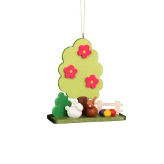 11-0610 - Christian Ulbricht Ornament - Rabbit Couple At Tree - 3.25" X 2.8"W X 1.15"D