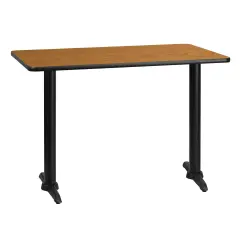 Emma and Oliver 30"x42" Rectangular Laminate Table with 5"x22" Table Height Bases Natural