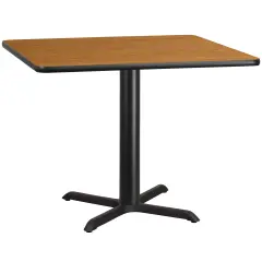 Emma and Oliver 42" Square Laminate Table Top with 33"x33" Table Height Base Natural