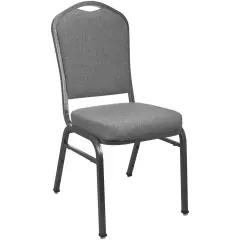 Emma and Oliver Premium Crown Back Banquet Chair CharcoalFab/Silver
