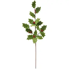 Northlight 31" Glittered Holly with Berry Christmas Spray Green
