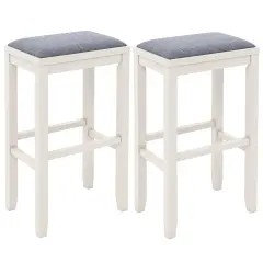 Rubber Wood Linen Bar Stools &ndash; Backless, 265 lbs Capacity White