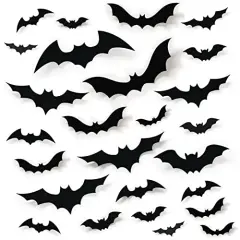 68 Pieces Bat Wall Decor, Halloween Bats Decorations 3D Bats Wall Decor Realistic PVC Bats Stickers for Outdoor DIY Home Decor Party Supplies