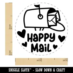 Happy Mail Envelope Mailbox with Heart Self-Inking Rubber Stamp for Stamping Crafting Planners Fuchsia