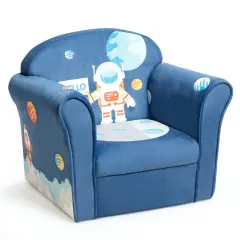 Kids Armrest Upholstered Sofa Chair with Cute Patterns with Wide Backrest