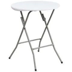 Emma and Oliver 2-Foot Round Plastic Folding Table Granite White