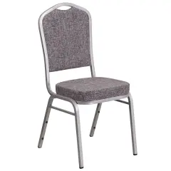 Emma and Oliver Crown Back Stacking Banquet Dining Chair HerrinboneFab/Silver