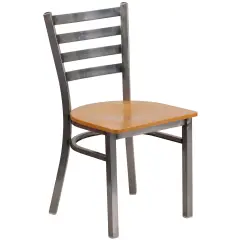 Emma and Oliver Clear Coated Ladder Back Metal Restaurant Dining Chair Natural/ClearCoated