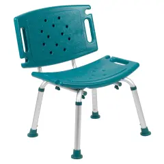 Emma and Oliver Tool-Free 300 Lb. Capacity, Adjustable Bath & Shower Chair with Large Back Teal