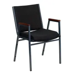 Emma and Oliver Heavy Duty Reception/Guest Stack Chair with Arms BlackPatternedFabric
