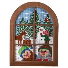 HerrschnersHoliday Elves Window Wall Hanging Kit & Frame Plastic Canvas Kit Multi