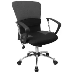 Emma and Oliver Mid-Back Mesh Swivel Task Office Chair with Adjustable Lumbar and Arms Grey