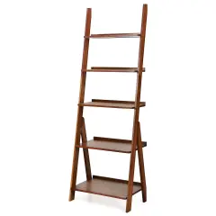 5-Tier Bamboo Ladder Shelf for Home Use Brown