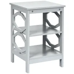 3-tier Nightstand Sofa Side End Accent Table Gray