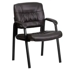 Emma and Oliver Faux Leather Executive Reception Chair with Powder Coated Frame BrownLeaSoft/Black