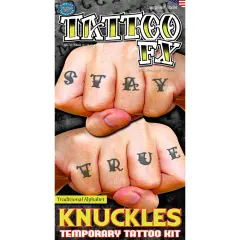 Traditional Alphabet Hand Knuckle Finger Tattoos Costume Accessory