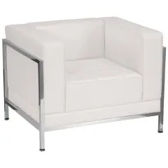Emma and Oliver Modular Quilted Tufted Seat Reception Chair with Encasing Frame Melrose White