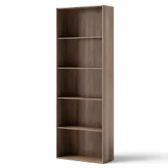 5-Tier Modern Bookcase with Open Storage Shelves and Durable MDF Frame Brown