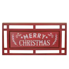 Northlight Carved "Merry Christmas " Wooden Rectangular Wall Sign - 24&rdquo; - Red and White
