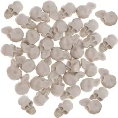 BEOSOFLOY 50pcs Miniature Halloween Figurines Skulls Heads Terrifying Skeleton Ornament Halloween Prank Props for DIY Halloween Crafts Bar Home Trick Toy Favors White