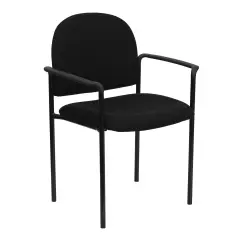 Emma and Oliver Comfort Stackable Steel Side Reception Chair with Arms Black Fabric