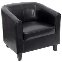Emma and Oliver Faux Leather Lounge Chair with Sloping Arms Black
