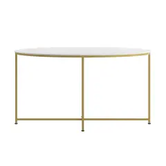 Merrick Lane Fairdale Coffee Table with Round Cross Brace Frame White/Brushed Gold