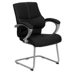 Emma and Oliver Leather Executive Side Chair Black