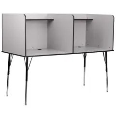 Emma and Oliver Stand-Alone Double Study Carrel with Height Adjustable Legs Nebula Grey