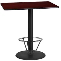 Emma and Oliver 24"x42" Rectangular Laminate Bar Table with 24"RD Foot Ring Base Mahogany
