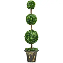 4 Feet Artificial Topiary Triple Ball Tree Plant Perfect for Indoor Outdoor Decor